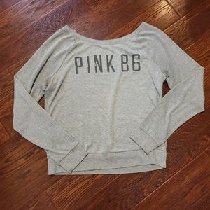 PINK oversized gray long sleeve tee